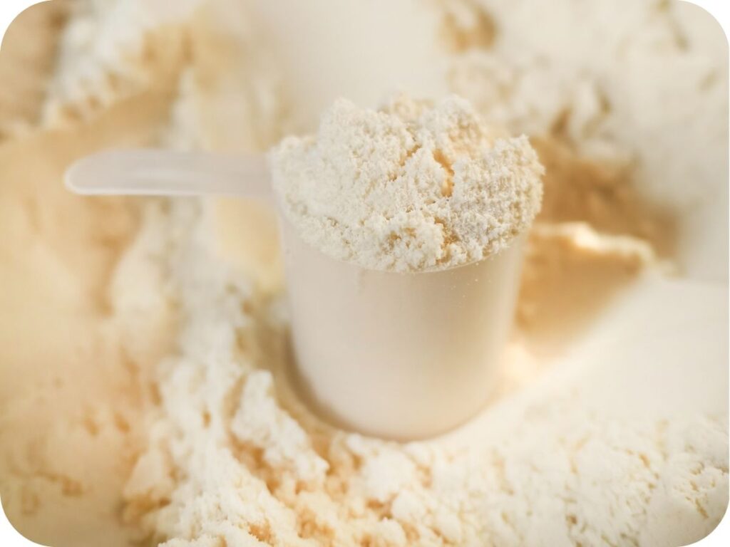 vanilla protein powder with scoop