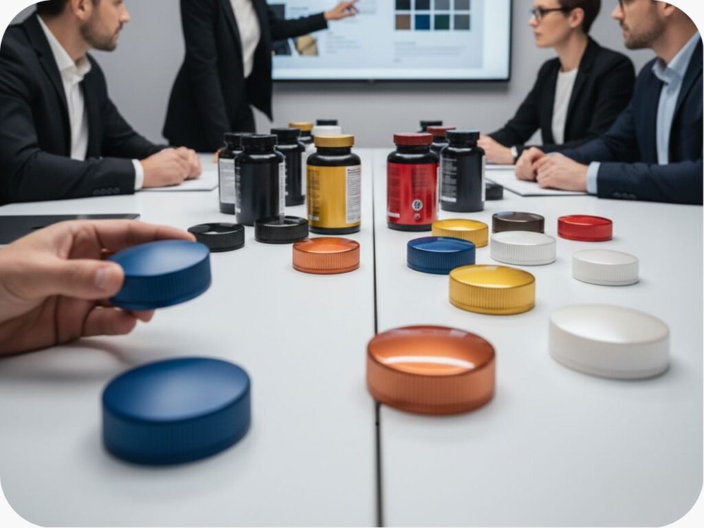 table with different colored lid finishes