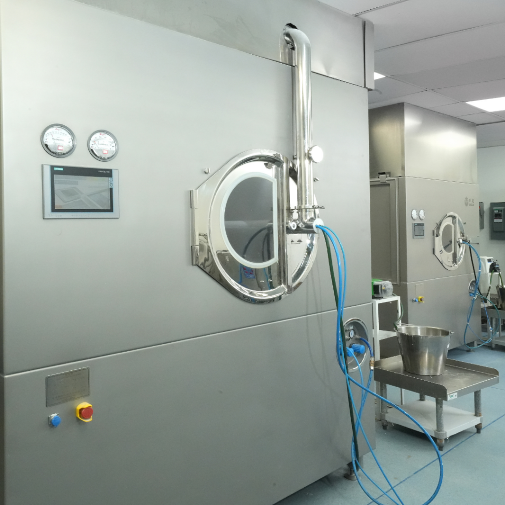 A clean climate chamber containing neatly organized, finished bottles of dietary supplements for stability testing.